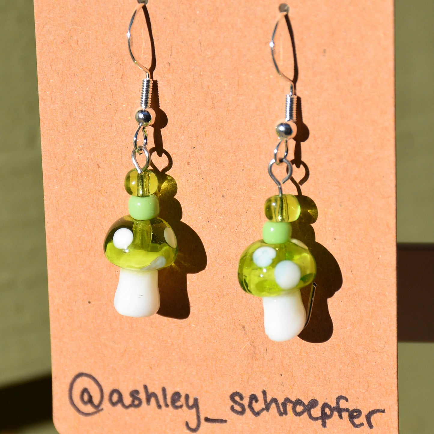 Green Mushroom Earrings
