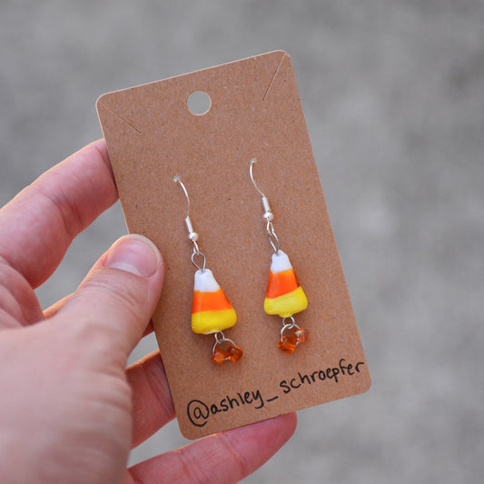 Candy Corn Earrings- Orange