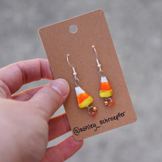 Candy Corn Earrings- Gold and Orange