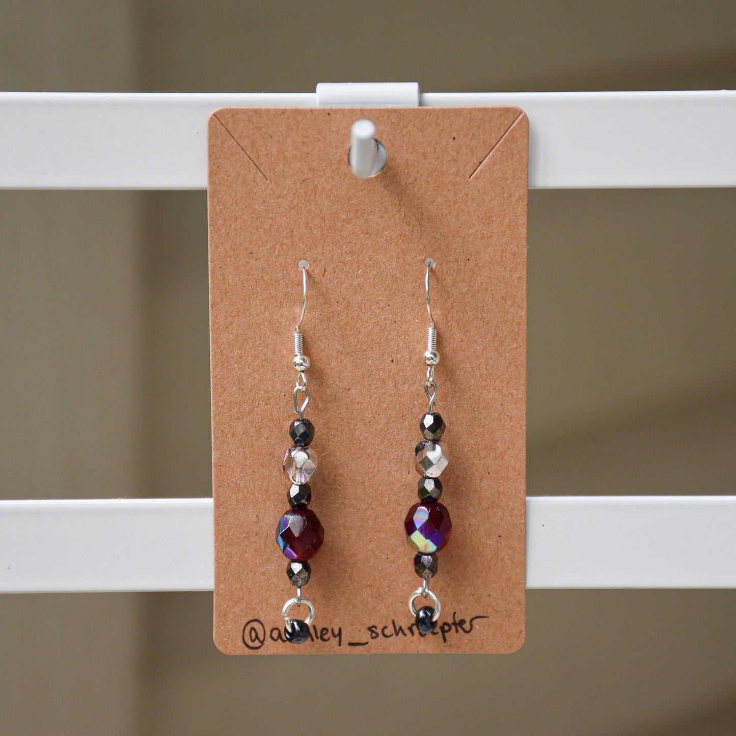 Sparkly Deep Red Earrings