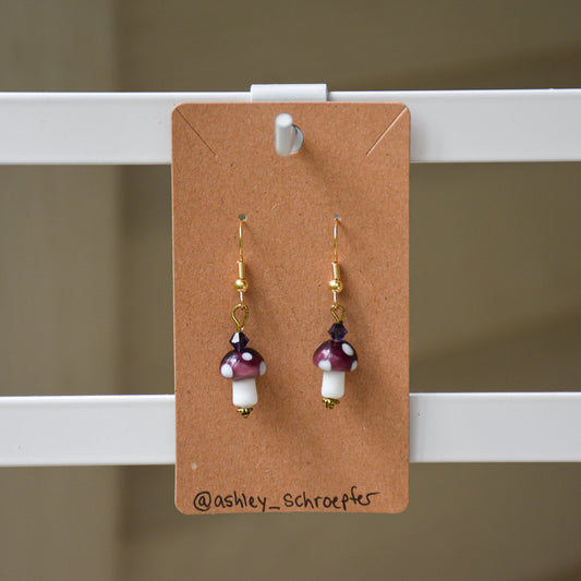 Purple Mushroom Earrings