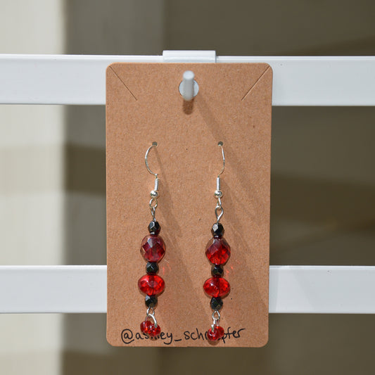 Red and Black Dangly Earrings