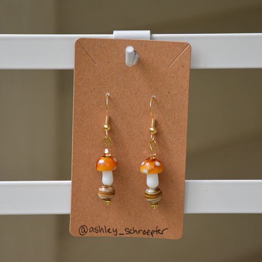 Brown Mushroom Earrings