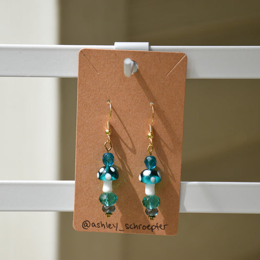 Teal Mushroom Earrings