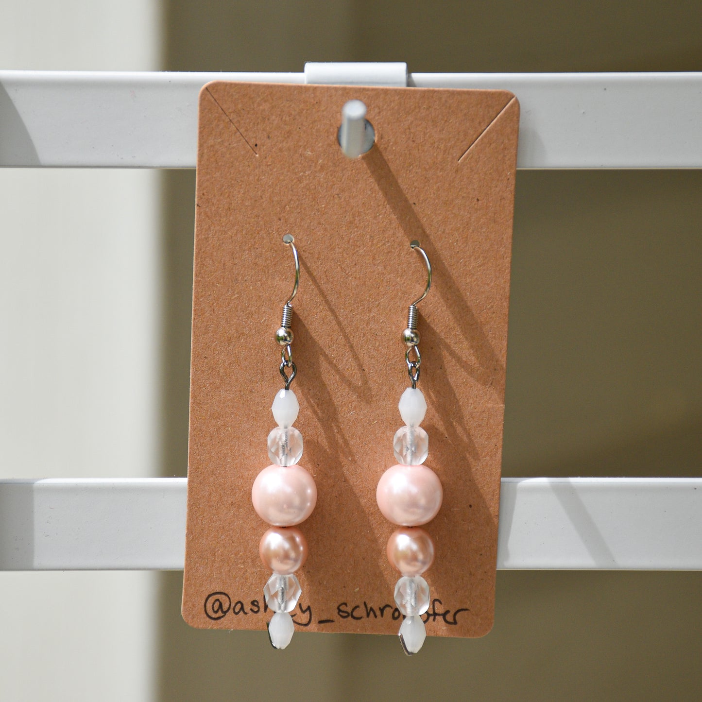 Pink Pearl Dangly Earrings