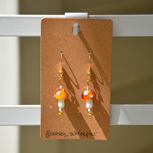 Sparkly Brown Mushroom Earrings