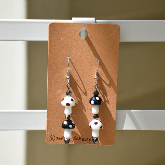 Black and White Mushroom Earrings