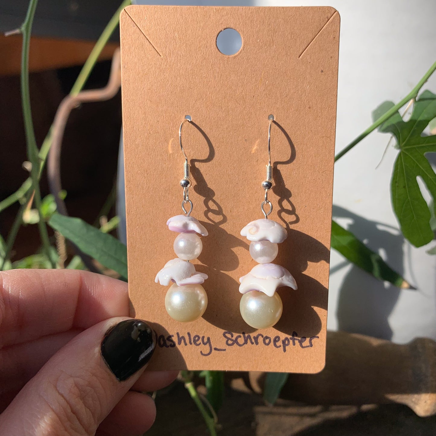 Pearl and Shell Earrings, Small