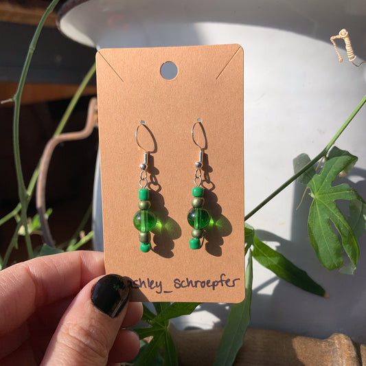 Green and Gold Earrings