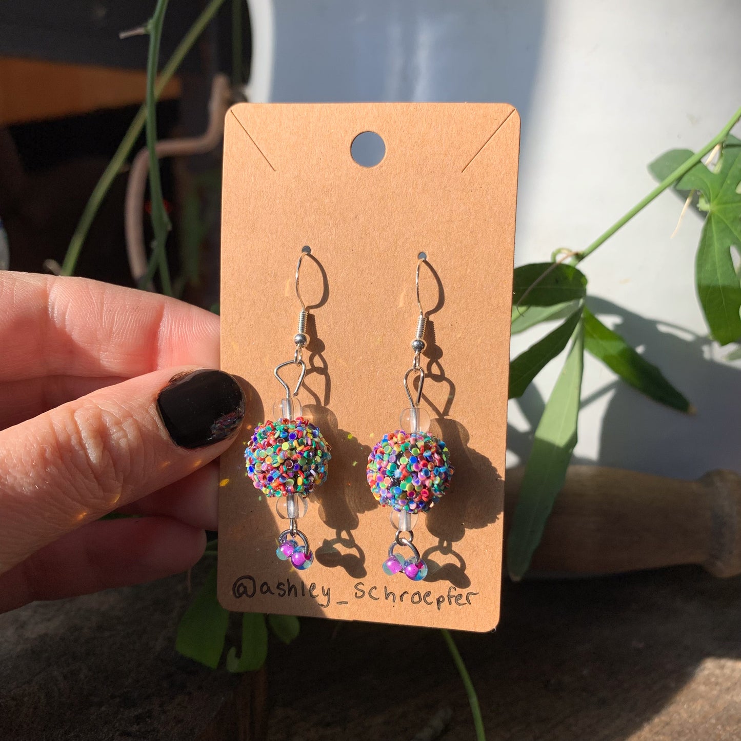 Purple Glitter Earrings